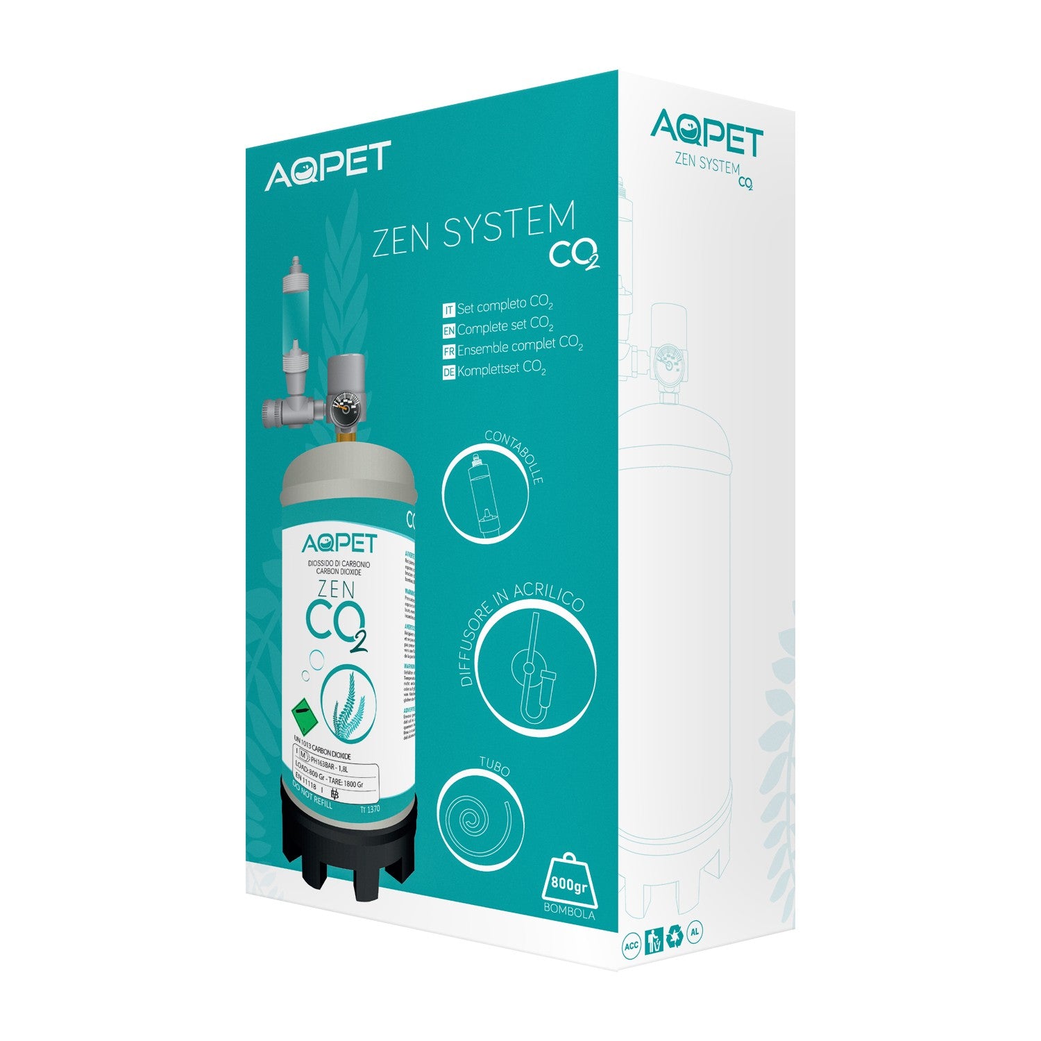 Kit AQPet Zen CO₂ System per acquari dolci fino a 300 litri con bombola, regolatore, diffusore e tubo Kit AQPet Zen CO₂ System per acquari dolci fino a 300 litri con bombola, regolatore, diffusore e tubo